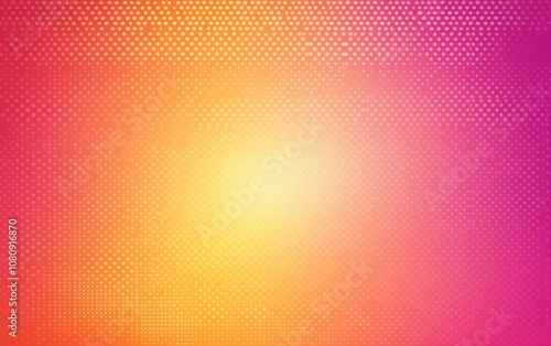 A vector illustration of an abstract background with an orange and pink gradient, overlaid with halftone dots in a flat design style. 