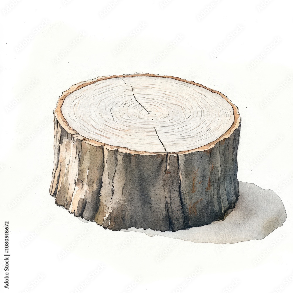 A beautifully illustrated wooden log stump, showcasing its textured bark and smooth ring patterns, ideal for nature-themed projects, organic products, or rustic decor designs, A beautifully illustrated wooden log stump, showcasing its textured bark and smooth ring patterns, ideal for nature-themed projects, organic products, or rustic decor designs,