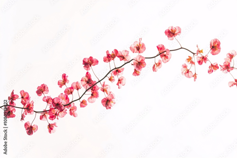 Fototapeta Delicate Pink Blossoms on a Branch - A Floral Symphony in Nature