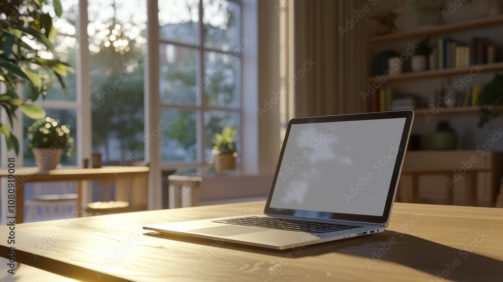 The Laptop on Wooden Table The Laptop on Wooden Table