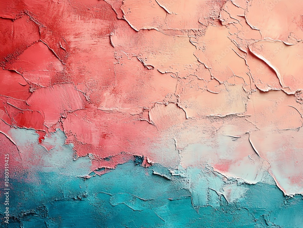 Naklejka premium Abstract textured background with red, orange and blue hues.