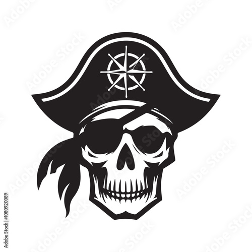 Old Skull Pirate Silhouette Vectors – Perfect for Nautical & Pirate Themes