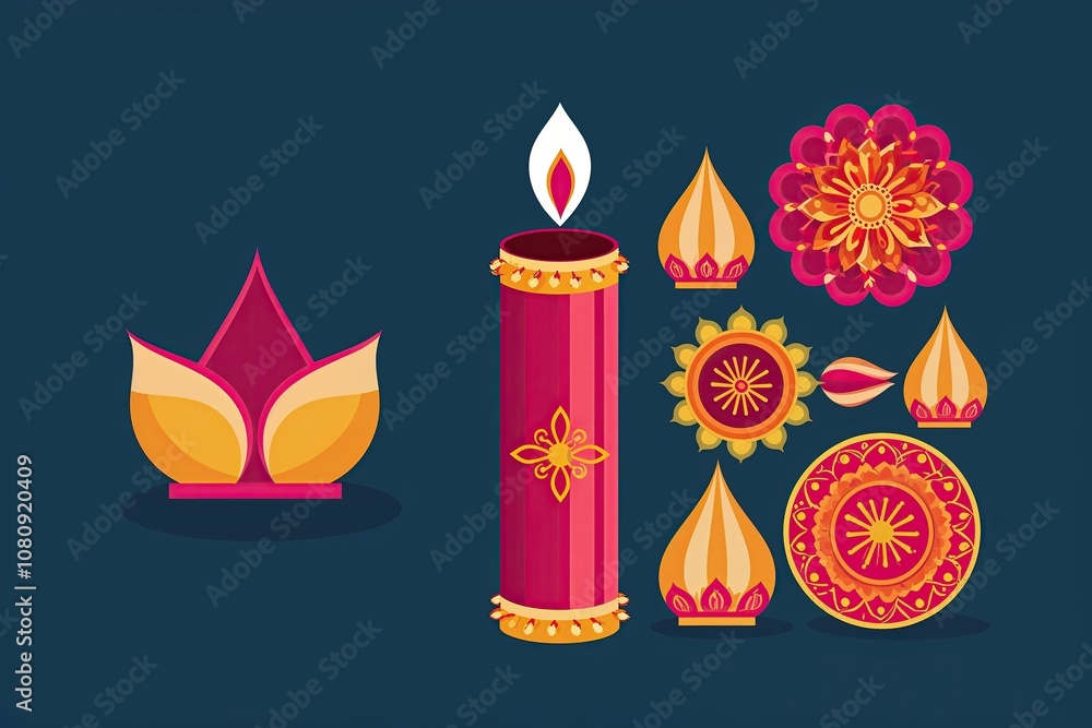 Diwali Celebration Icon: Festive Cracker Anar Element Illustration Diwali Celebration Icon: Festive Cracker Anar Element Illustration