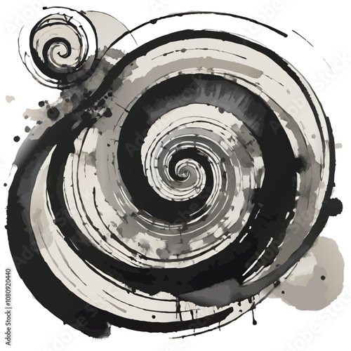 abstract ink and watercolor circle pattern