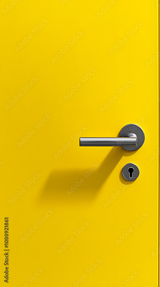 Porte jaune avec serrure et poignée Porte jaune avec serrure et poignée