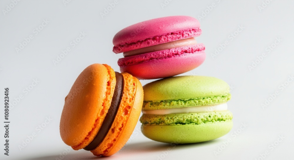 Colorful macarons stack on white background Colorful macarons stack on white background