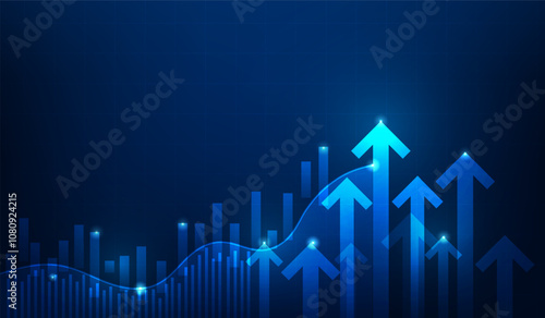 business arrow finance graph growth and stock market investment. trend trading investment analyst. vector illustration fantastic technology.