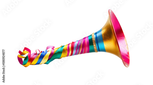 Wallpaper Mural Classic New Year’s horn blower with vibrant colors on a plain white background, no shadows Torontodigital.ca