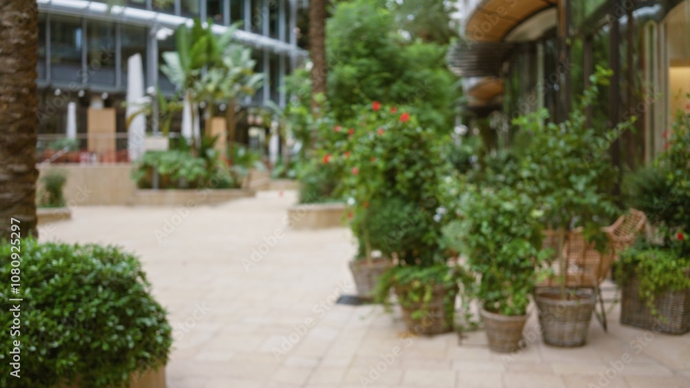 Defocused view of a lush outdoor luxury street in monaco, featuring vibrant greenery and elegant architecture, creating a serene and opulent ambiance. Defocused view of a lush outdoor luxury street in monaco, featuring vibrant greenery and elegant architecture, creating a serene and opulent ambiance.