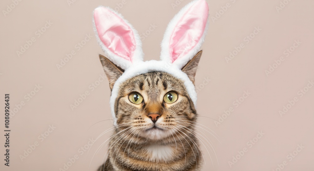 adorable cat wearing bunny ears pastel background adorable cat wearing bunny ears pastel background