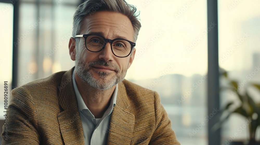 Professional businessman presenting ideas confidently in a modern office setting, showcasing engagement and leadership in his field of expertise Professional businessman presenting ideas confidently in a modern office setting, showcasing engagement and leadership in his field of expertise