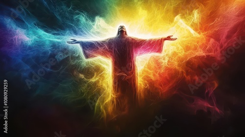 Jesus Christ s second coming portrayed through a generative AI image, capturing a moment of spiritual significance photo