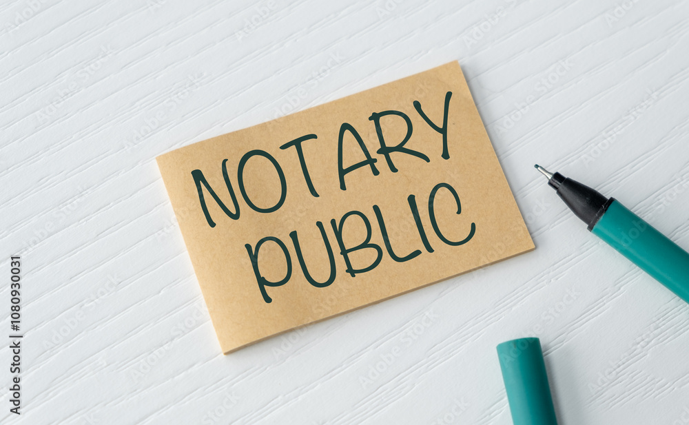 A notary public sign is written on a piece of paper A notary public sign is written on a piece of paper