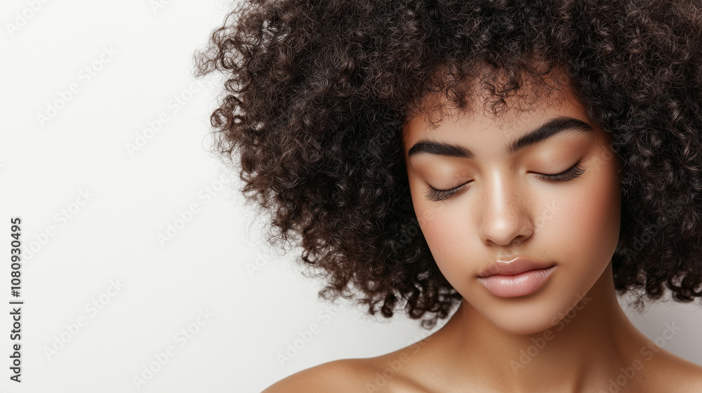 Portrait of a Woman with Beautiful Curly Hair Portrait of a Woman with Beautiful Curly Hair