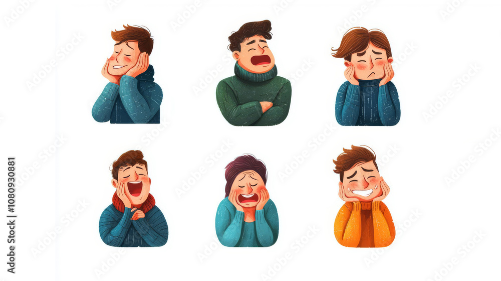 A collection of vibrant illustrations depicting various emotions, showcasing happiness, sadness, and surprise in playful designs. A collection of vibrant illustrations depicting various emotions, showcasing happiness, sadness, and surprise in playful designs.