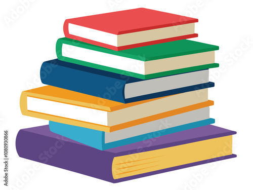 stack of colorful books, Books icon clipart illustration