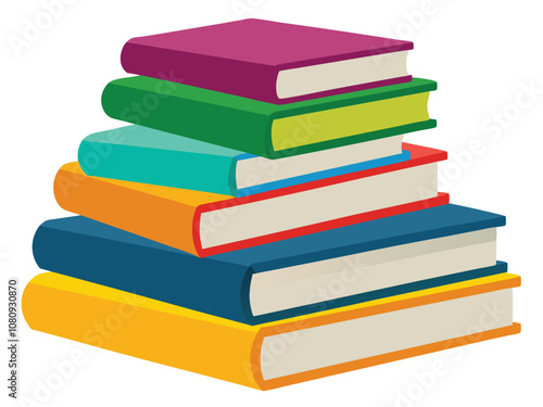 stack of colorful books, Books icon clipart illustration