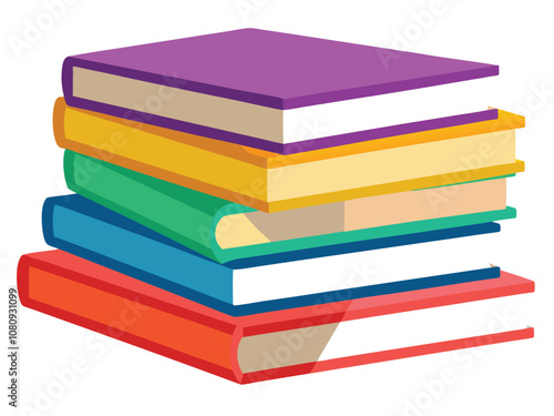 stack of colorful books, Books icon clipart illustration