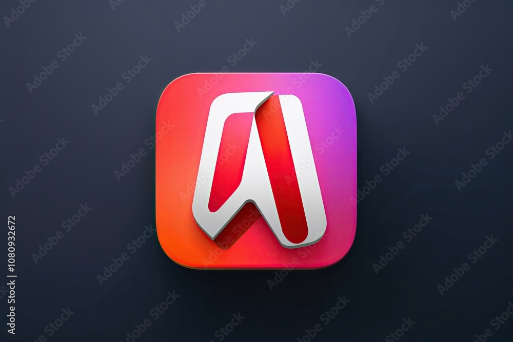 3D Adobe Application Icon on Black Background for Graphic Design 3D Adobe Application Icon on Black Background for Graphic Design