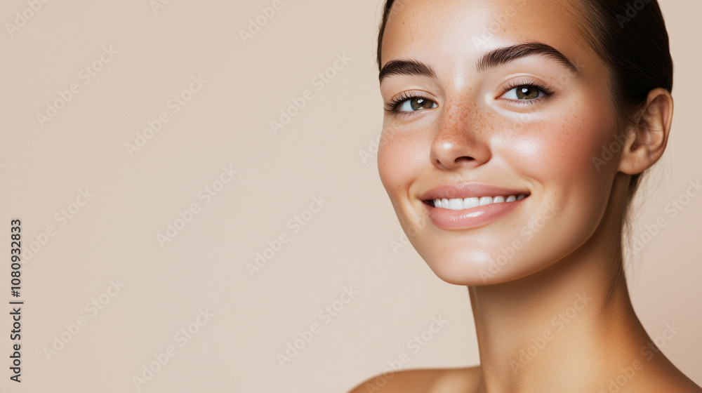 Young Woman with Glowing Skin Enjoying Skincare Young Woman with Glowing Skin Enjoying Skincare