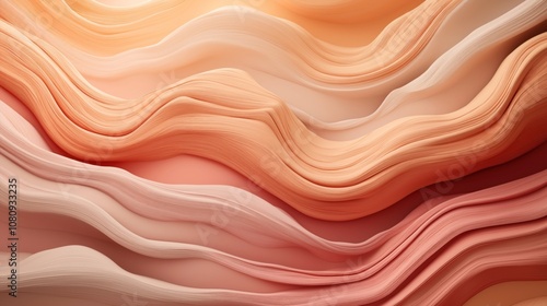 Abstract image of layered flowing textures in soft peach and pink hues, creating an organic and fluid appearance resembling waves or fabric folds.