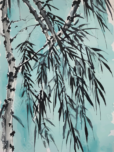 bamboo forest background vector