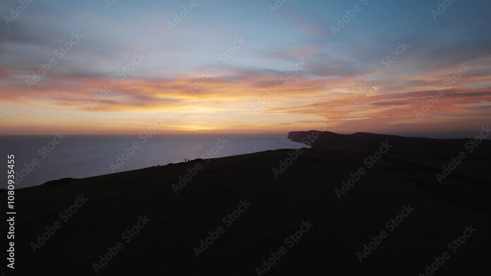 Aerial view of the coastal island at evening Aerial view of the coastal island at evening