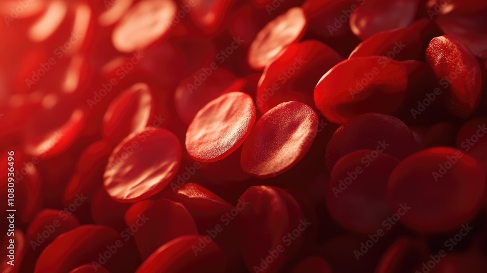 Close up view of human red blood cells in a 3D rendering Close up view of human red blood cells in a 3D rendering