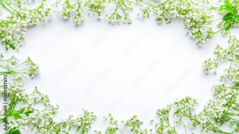 Gypsophila frame on white screen Gypsophila frame on white screen