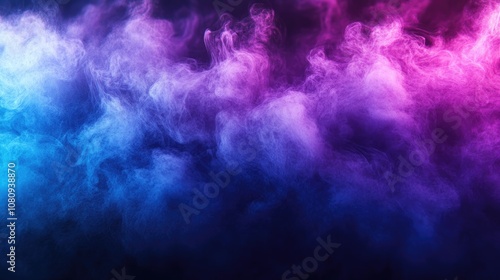 Vibrant smoke or fog in blue and purple shades creates an enchanting border against a dark backdrop resulting in a mesmerizing and atmospheric visual