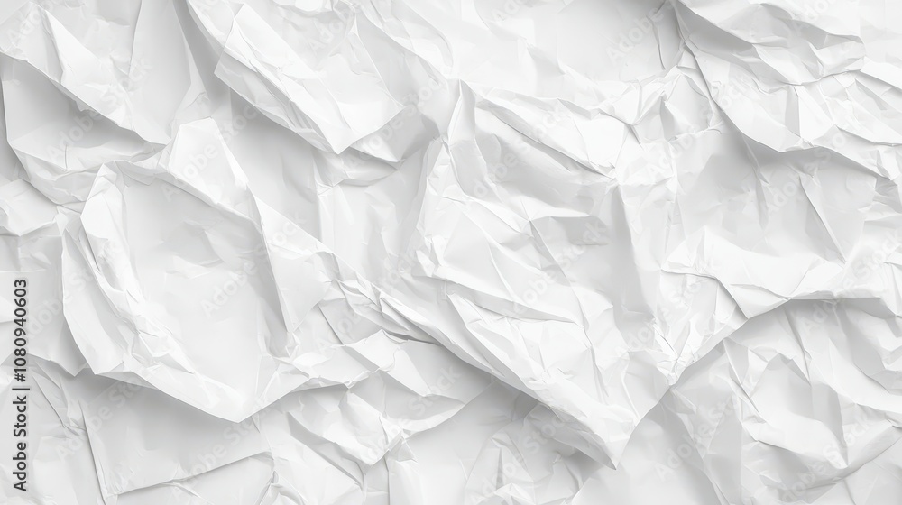 Obraz premium Crumpled white paper texture for creative backgrounds.