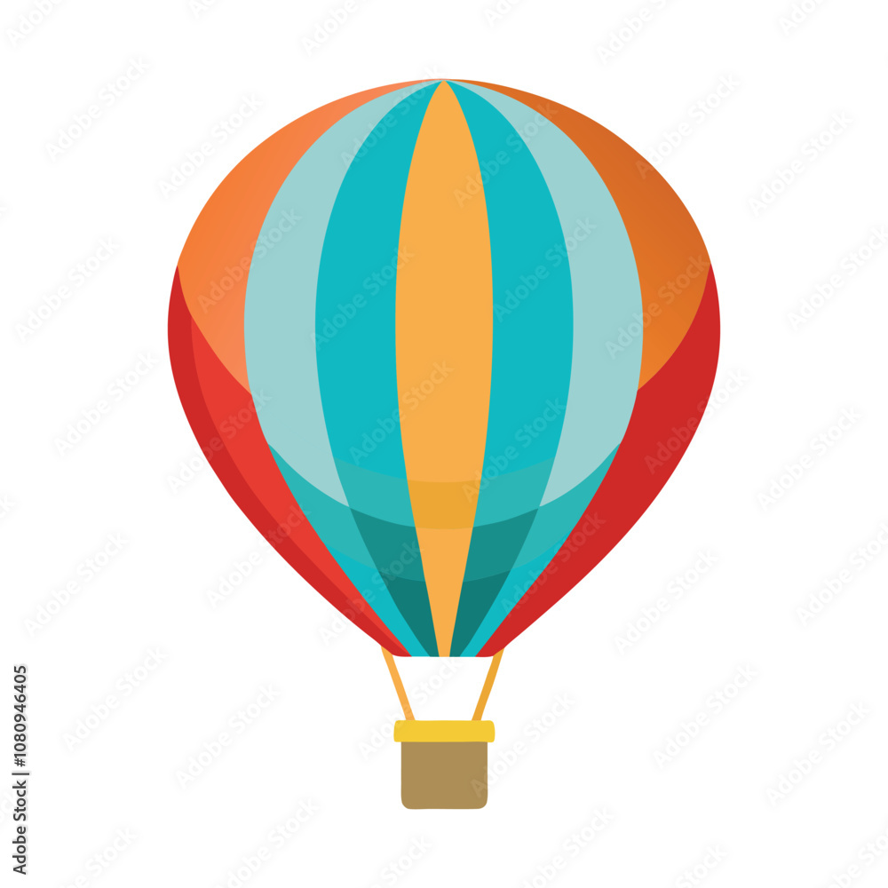 Fototapeta premium Vibrant hot-air balloon isolated on a white background