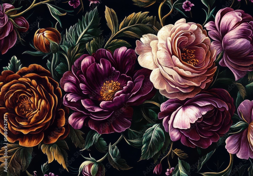 Unique generative AI art showcasing a bouquet of flowers. Unique generative AI art showcasing a bouquet of flowers.