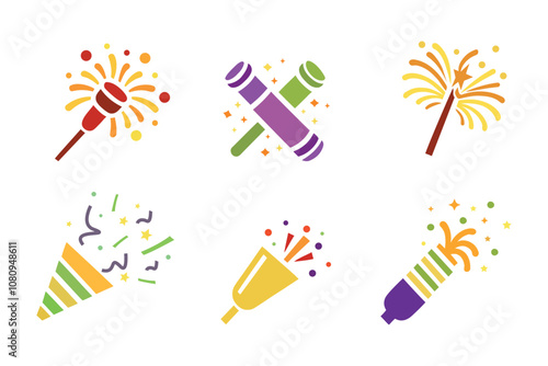 Firecracker sign, anniversary, beautiful, birthday, bright, explosive icon. Vector illustration design on white background.