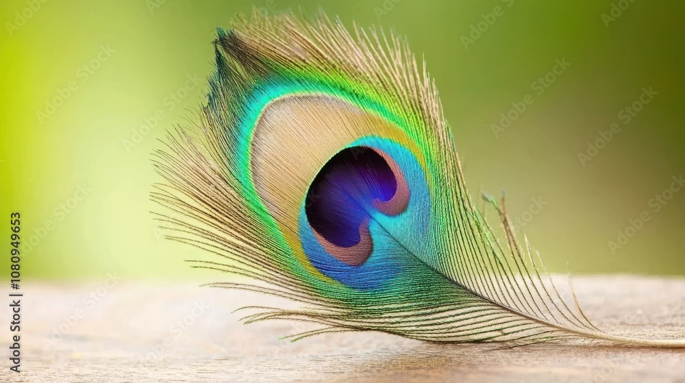 Fototapeta premium A vibrant peacock feather showcasing stunning colors and patterns.