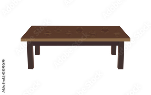 Wooden table vector illustration with simple design and brown texture, ideal for furniture, interior design, and rustic decoration projects