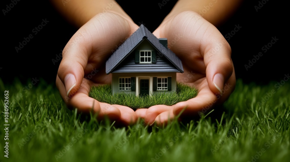 Miniature House Held in Hands: A Symbol of Home Ownership Miniature House Held in Hands: A Symbol of Home Ownership