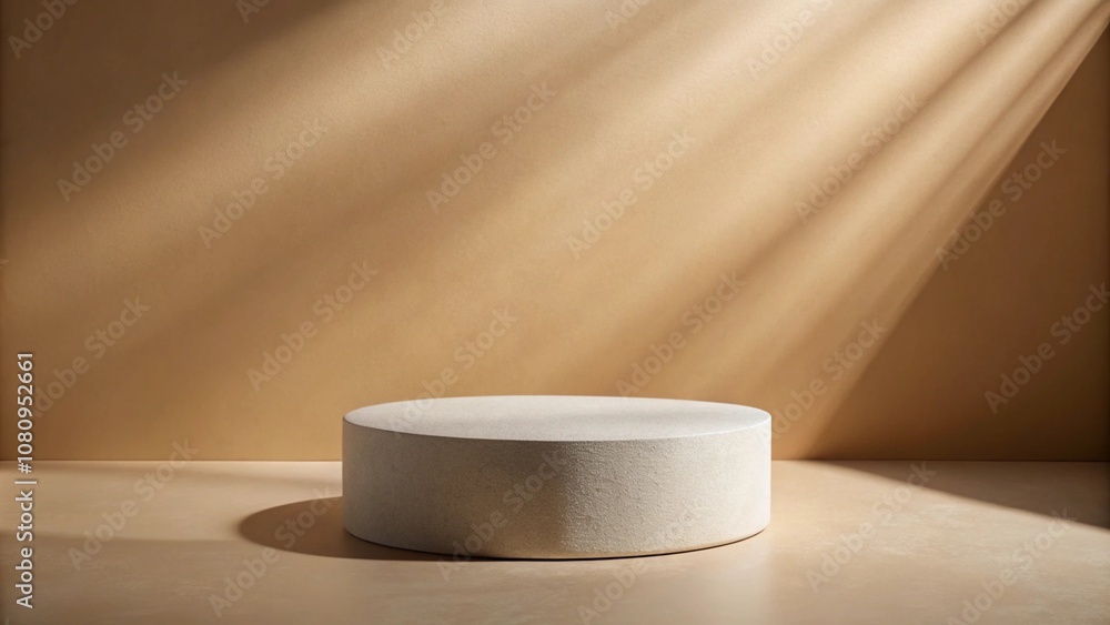Round concrete geometric shape on a beige background empty showcase for cosmetic and eco products
Round concrete geometric shape on a beige background empty showcase for cosmetic and eco products