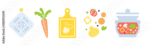 Cooking Utensil and Food Ingredient for Culinary Vector Set