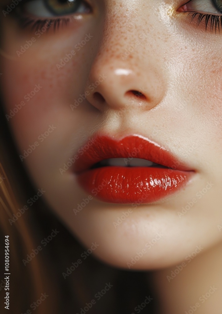 Fototapeta premium A woman with red lipstick and red hair