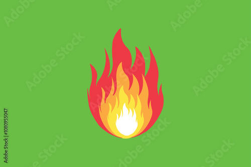 Fire on green screen vector art illustration.