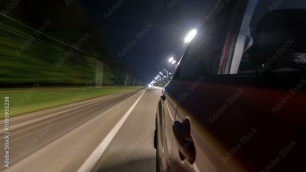 Drivelapse from Side of Car moving on a night highway timelapse hyperlapse Drivelapse from Side of Car moving on a night highway timelapse hyperlapse