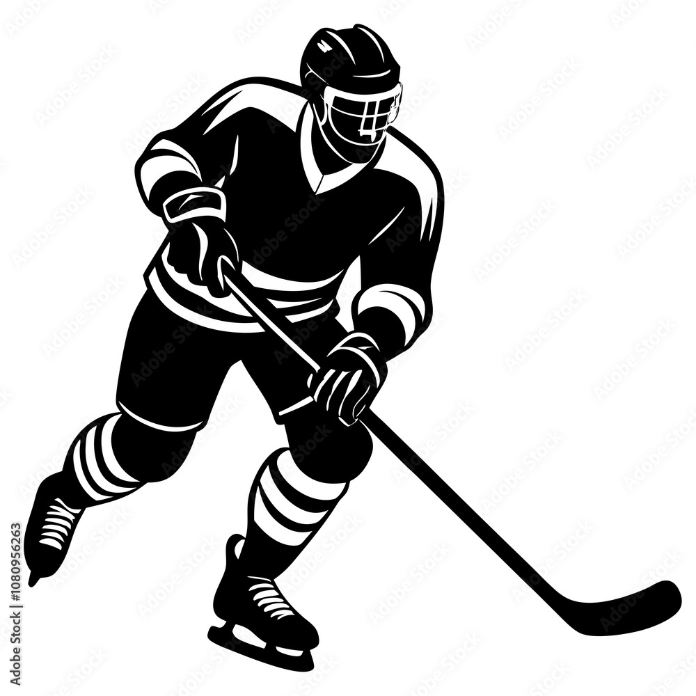 Fototapeta premium hockey player vector silhouette on white background