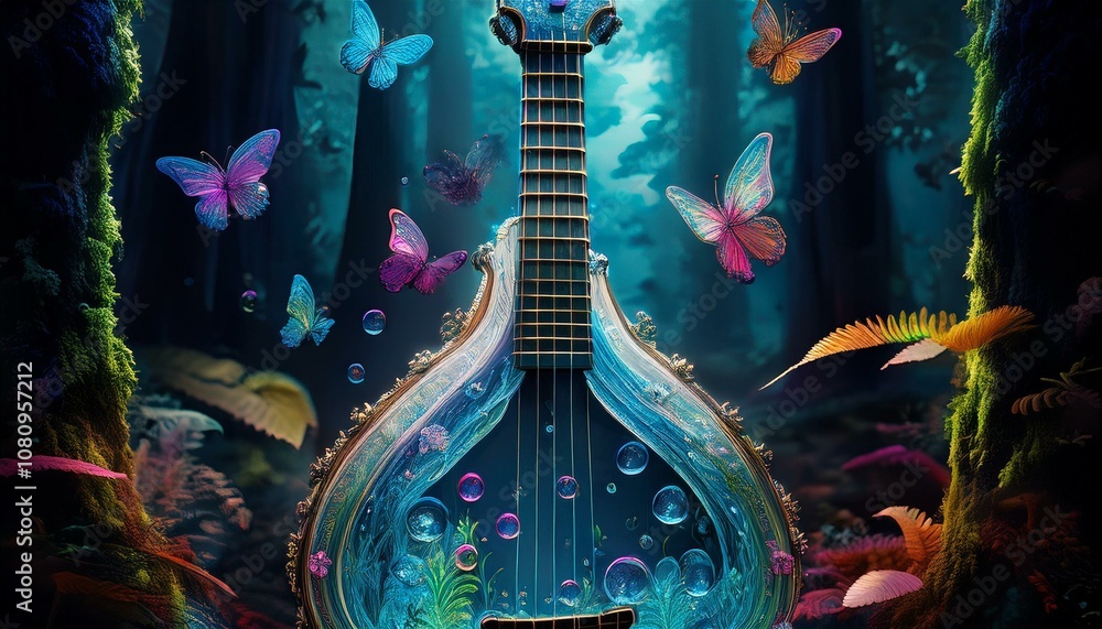 Naklejka premium Symphony of the Stream: A Kaleidoscope of Colors in the Forest of Echoes