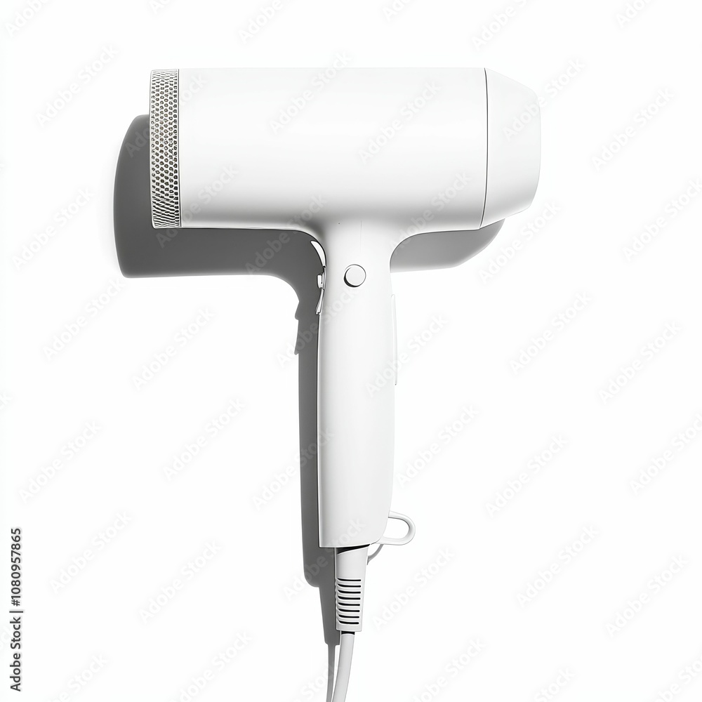 White hair dryer on white background. White hair dryer on white background.