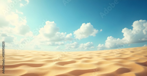 Desert landscape exploration dunes and sky nature scene warm environment wide angle view serenity and isolation