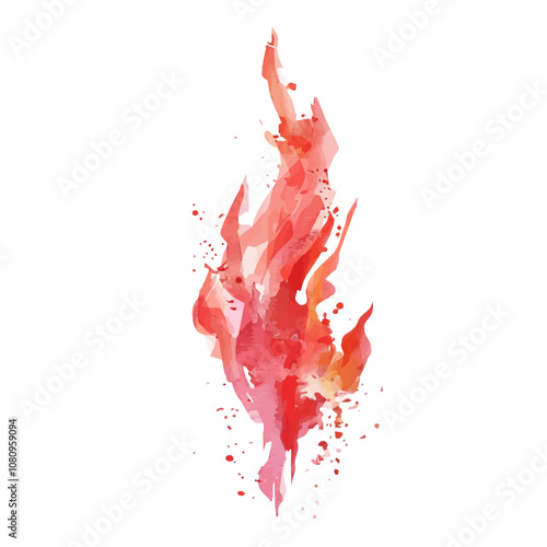 A watercolor painting of Fire, isolated on a white background. Fire vector.