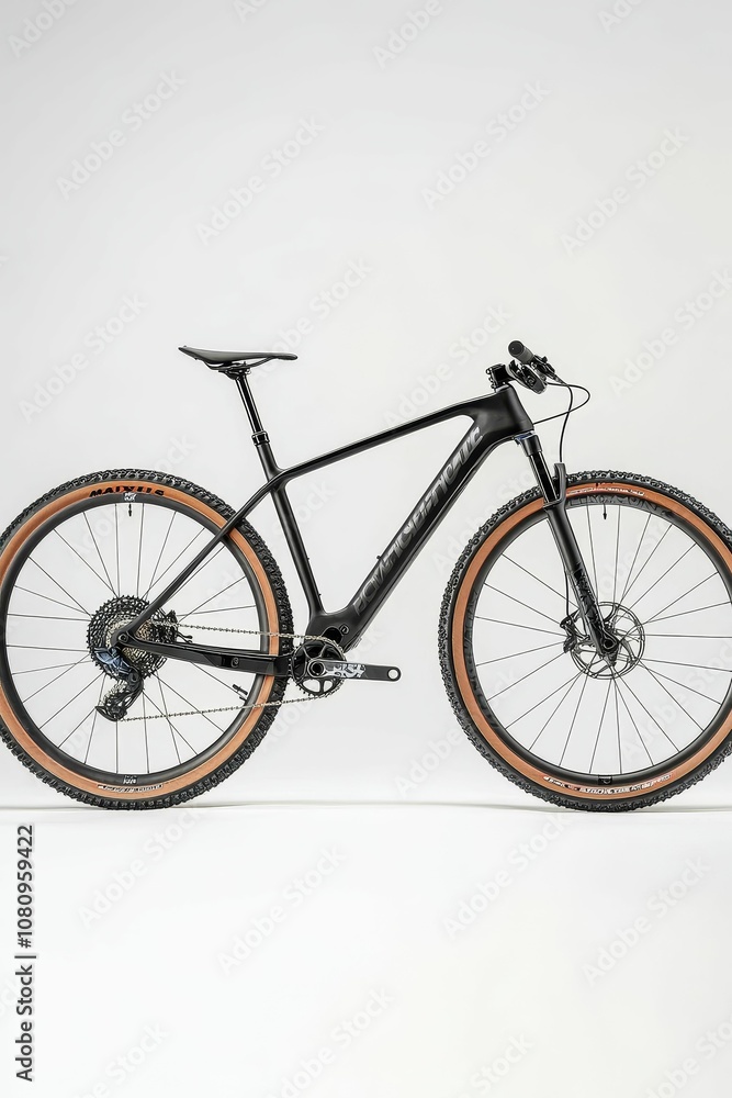 Fototapeta premium Black mountain bike with tan tires.