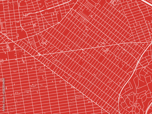 Christmas Map of Bushwick  New York, USA in Snowy White on Festive Red Background. photo