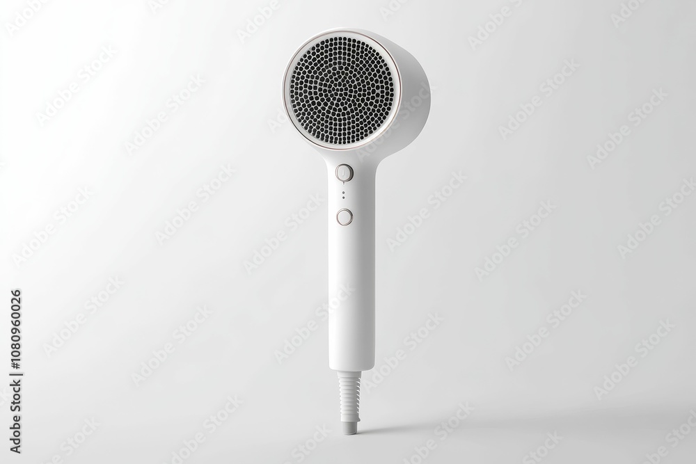 Fototapeta premium White hair dryer with a round nozzle.
